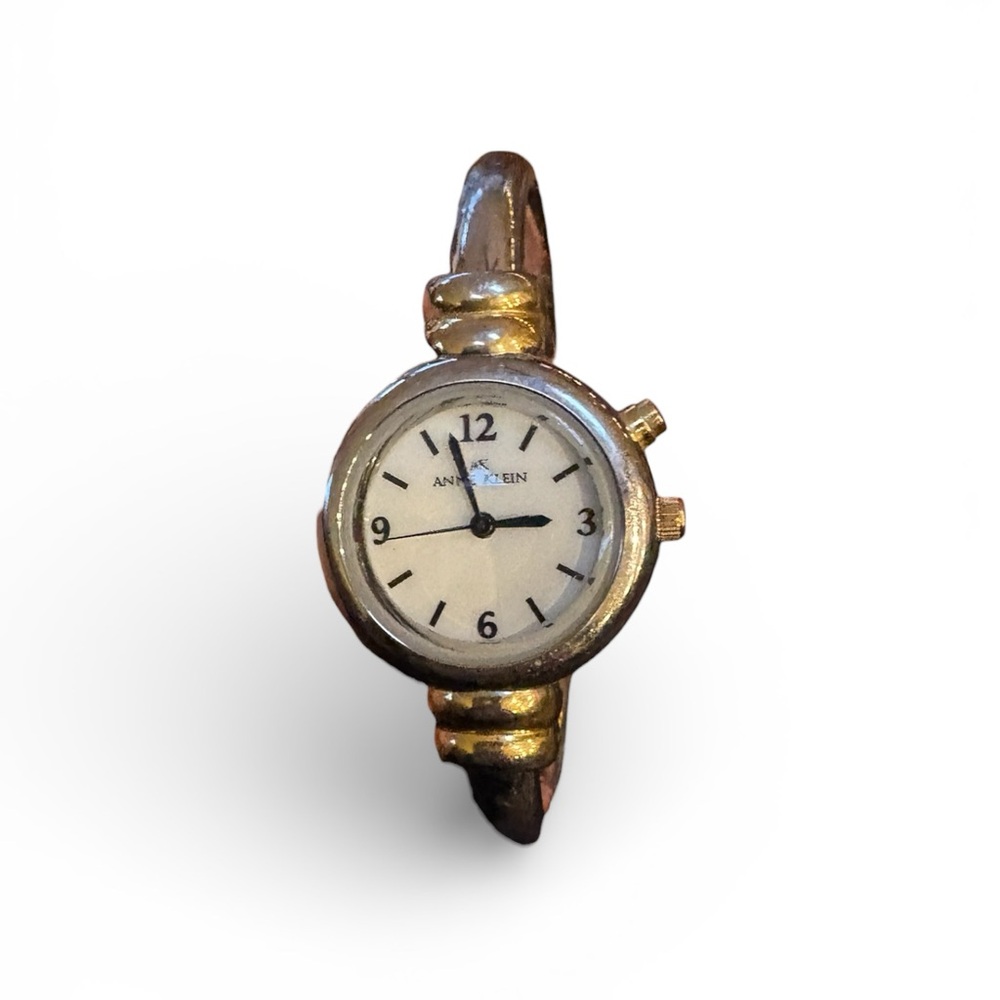 Anne Klein Two Tone Silver Gold Cuff Watch
